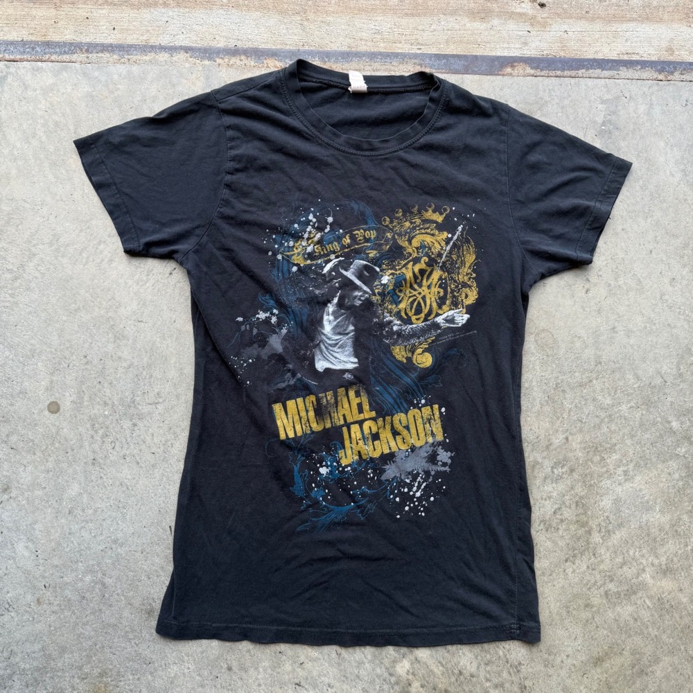 Michael Jackson King of Pop 2009 Bravado Graphic T-Shirt Black Youth XL Slim Fit